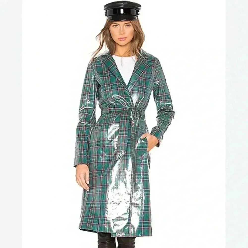 LPA Green Plaid Trench Coat